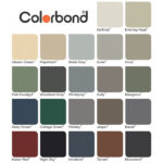 "Colorbond" featuring 22 labelled square swatches