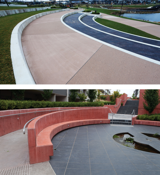 a modern outdoor park and courtyard